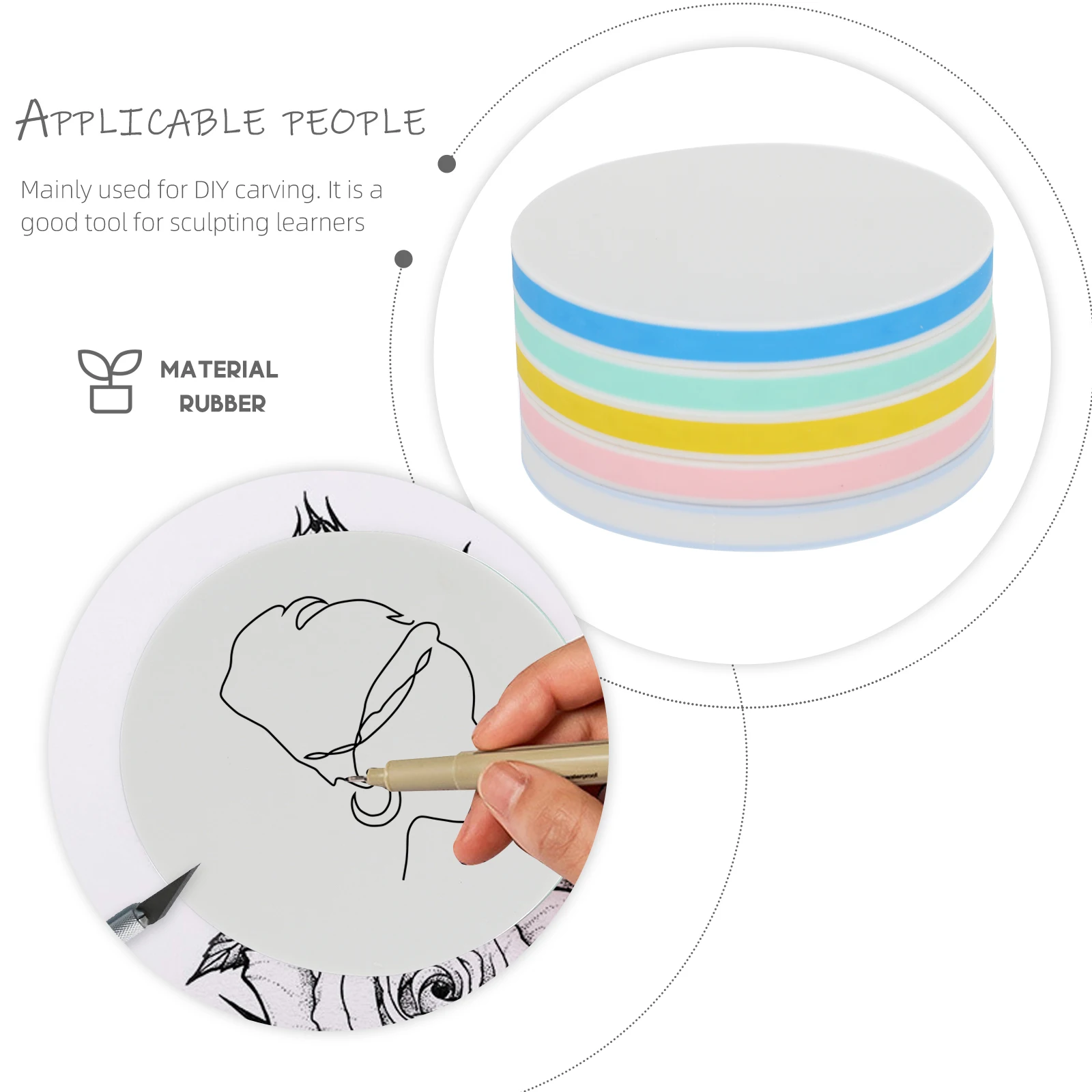 5pcs Rubber Carving Blocks Smooth Edged DIY H made Material Lightweight Portable Storage Rubber Stamp Accessories