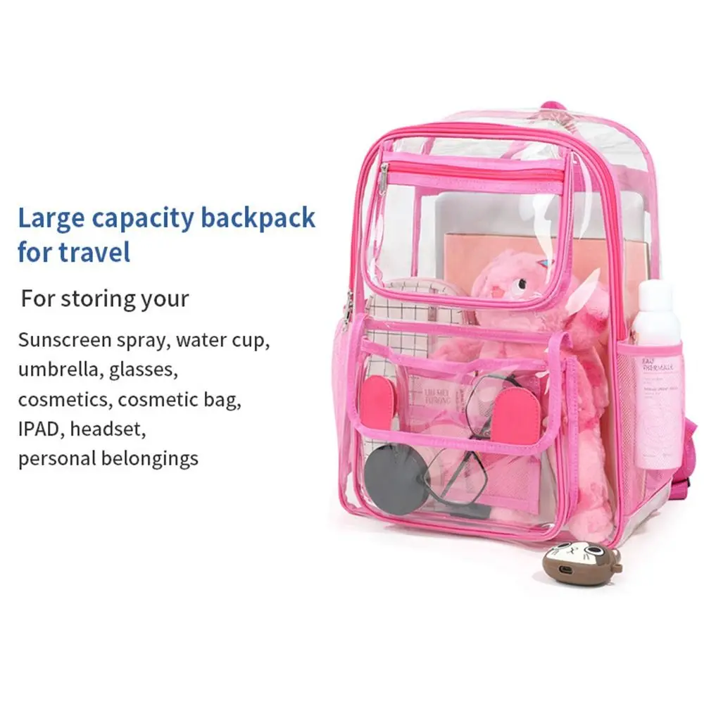 

Casual Large Capacity Transparent Backpack Zipper Portable Students School Bag Knapsack Waterproof PVC Backpack Fitness