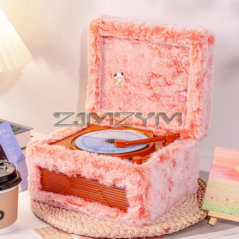 M730 Retro CD Player Plush Pink Album CD Player with Bluetooth Audio Connection Audio Speaker view 6