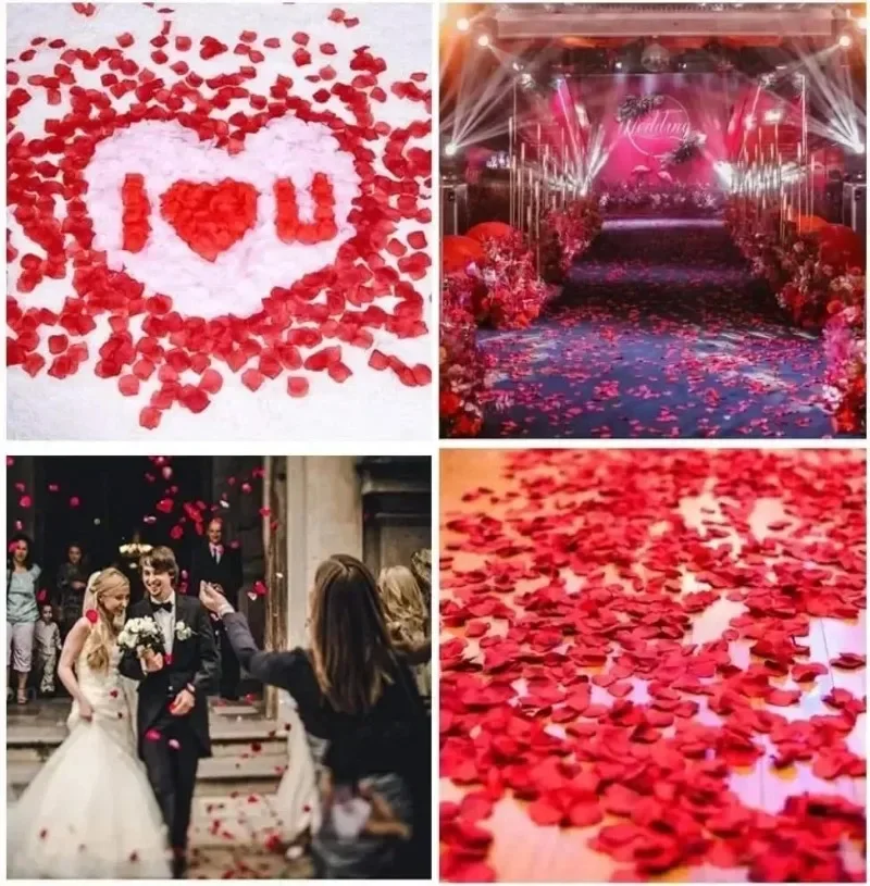 6000/100Pcs Artificial Fake Rose Petals Colorful Red White Gold Roses Petal Flowers for Romantic Wedding Party Favors Decoration