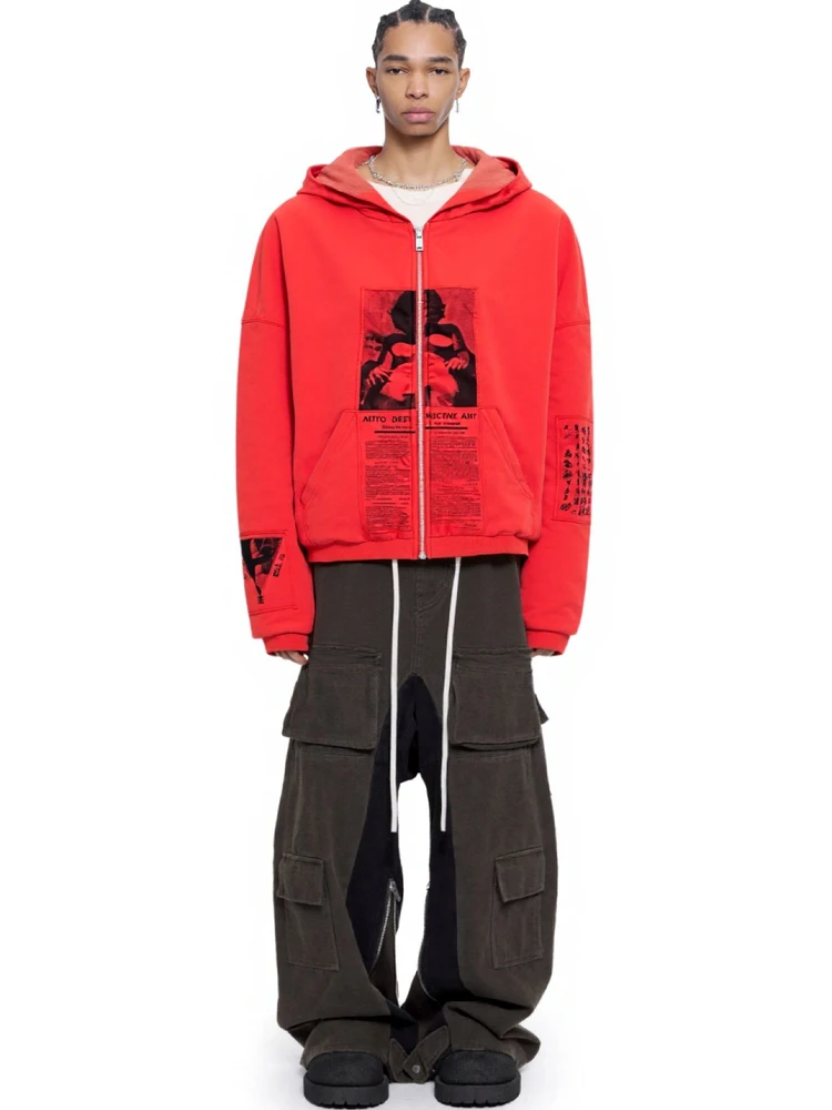 

Мужская толстовка-кардиган Ha7MS Depred ER Thiened с двойным слоем, свободного кроя, с V-образным вырезом и молнией, осень-зима