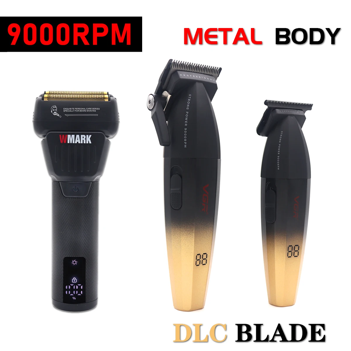 VGR WMARK Professional Hair Clipper for Men DLC Blade 9000RPM Double Foil Professional Barber Machines V003 V906 NG7982