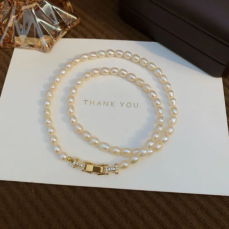 Hochwertige 100% natürliche Süßwasserperlen-Halskette aus 14K Gold für Damen, Schmuck, Partygeschenke, kein Verblassen.