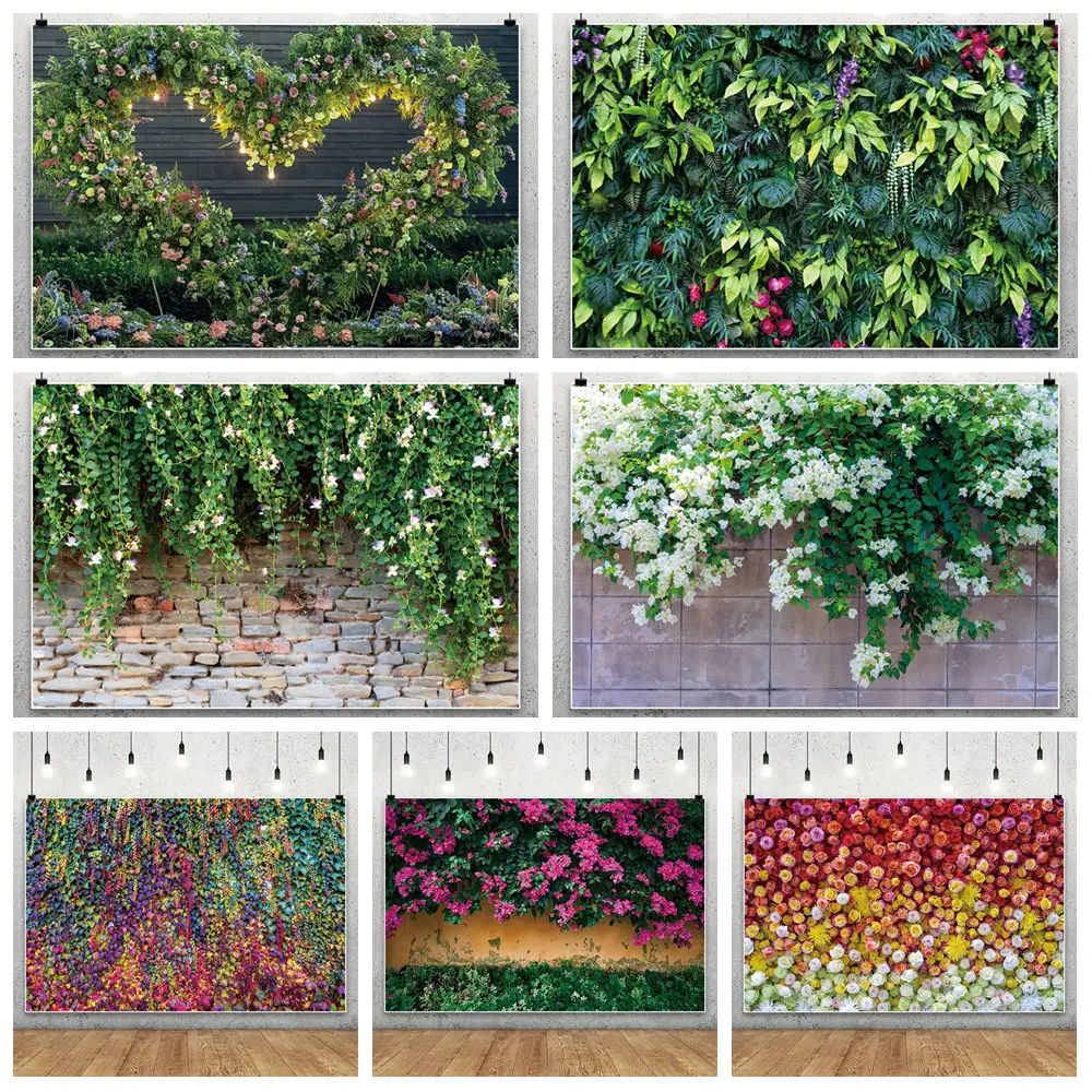 

Spring Flowers Green Plants Background For Photography Roses Floral Backdrop Wedding Birthday Decoration Photography Accessories