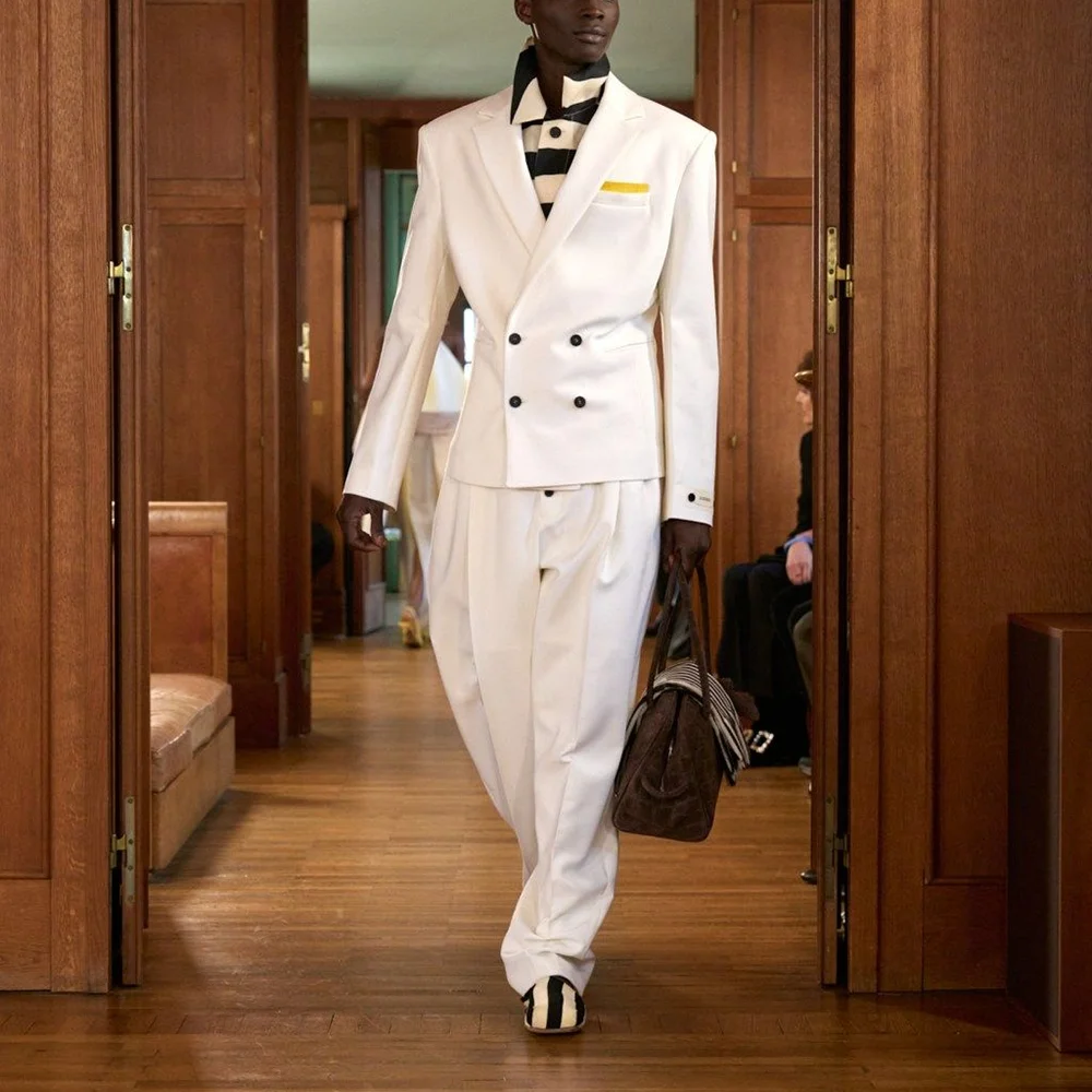 

Умный повседневный костюм для мужчин, свободный крой, наряды с лацканами, высокое качество, индивидуальный заказ, деловой свадебный комплект, комплект из двух предметов