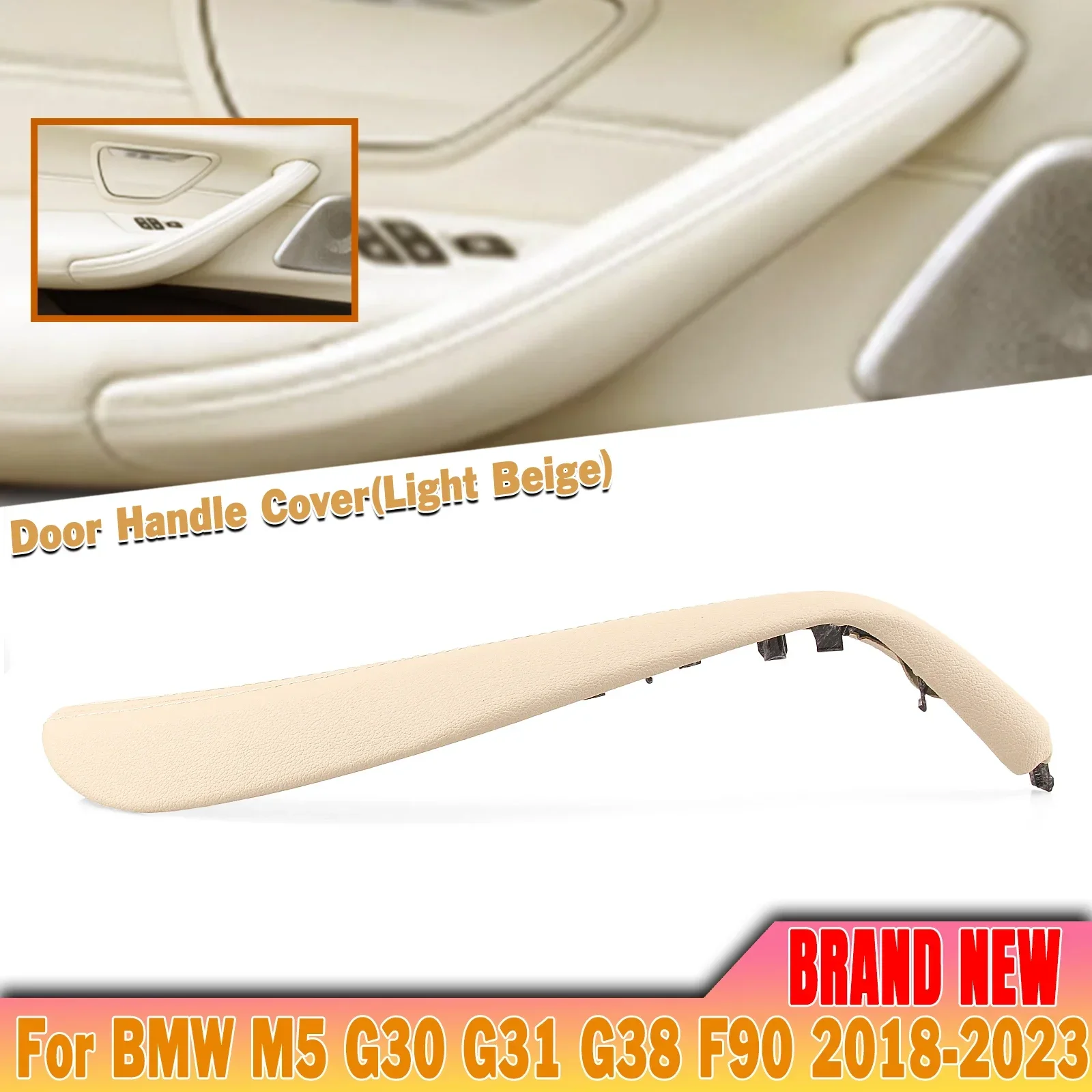 New!  1pcs Interior Door Pull Handle Cover Leather Shell For BMW 5 Series G30 G31 G38 F90 M5 2018-2023 520 523 525 528 530 51417