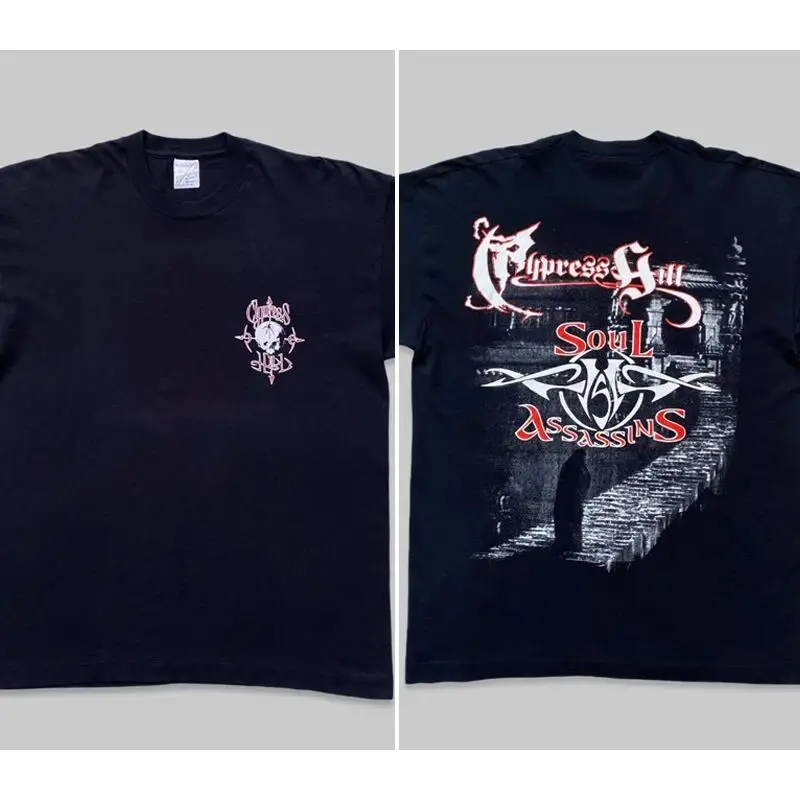 Cypress Hill Soul Assassins 1997 Camiseta negra de 2 lados 100 algodón