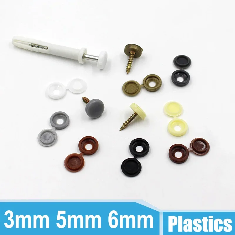 

10Pcs Plastic Screw Cap Covers Screw Decorative Snap Button Siamese Protective Cover