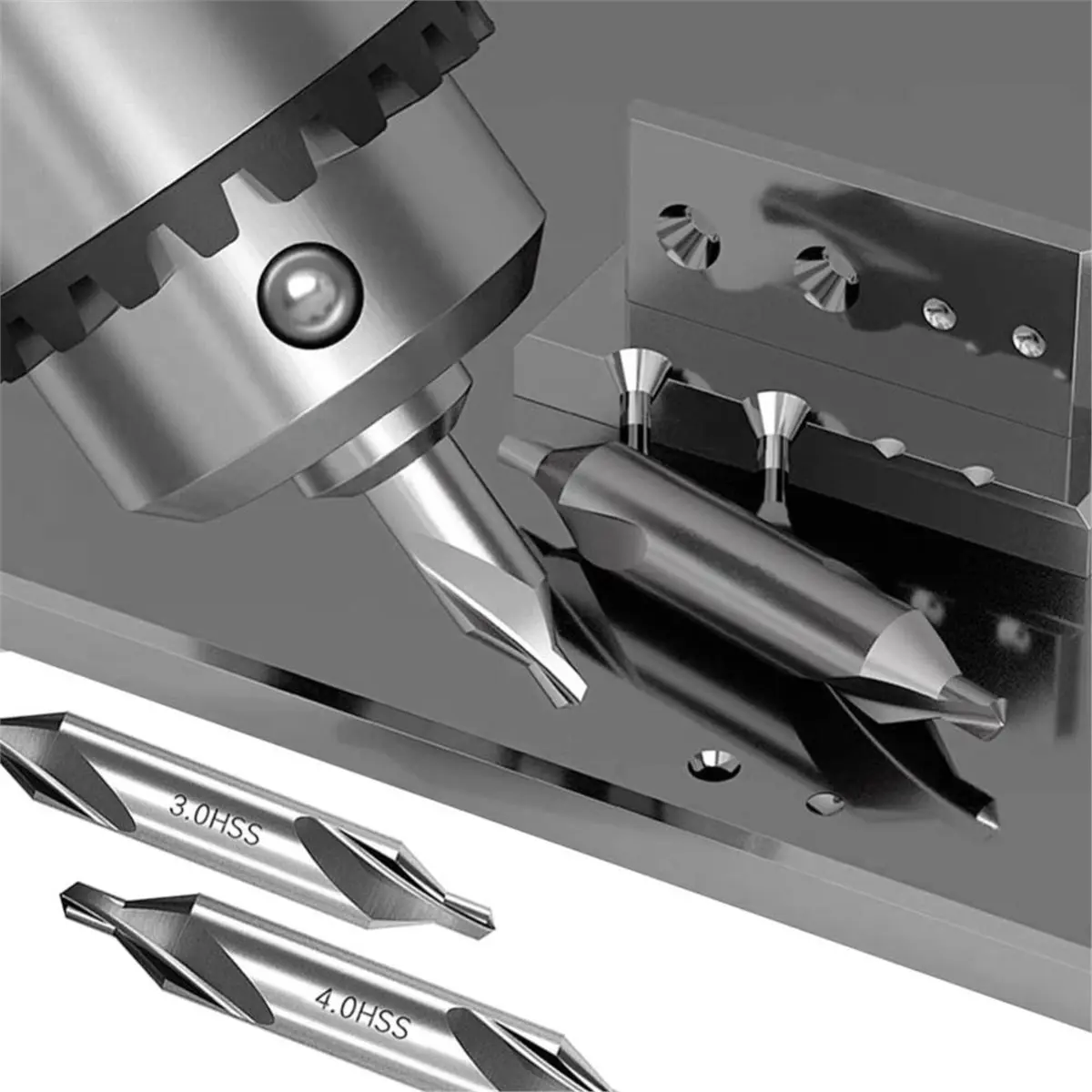 Time Saving 8 PCS Center Drill Bits Set, Countersink Tools for Lathe Metalworking 60 Degree Angle HSS Center Drill Bits