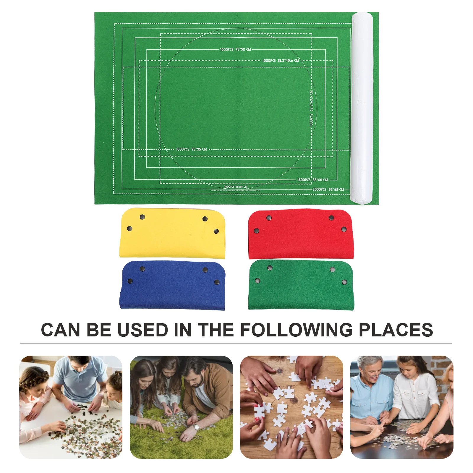 1 Satz großformatige 2000-teilige Puzzle-Aufbewahrungsmatte, Jigsaw-Rolle, grüner Filzsockel mit verstellbaren Befestigungsbändern, Luftsteuerung