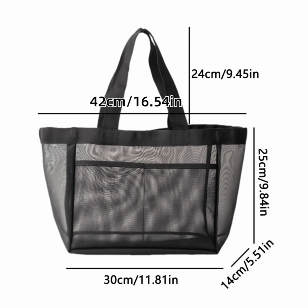 Large Capacity Mesh Beach Bag Breathable Folding Travel Net Handbag Multifunctional Quick Dry Swimming Mesh Tote Outdoor