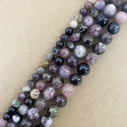 Natural Mixed Colors Tourmaline Stone Round Loose Beads 7