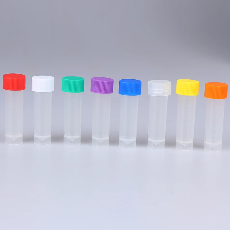 10Pcs 5ml Plastic Test Tubes Vial With Screw Seal Cap Pack Container