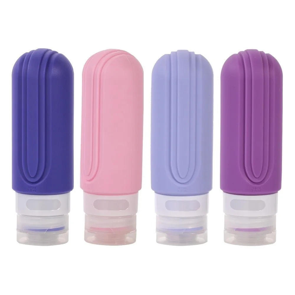 4 stks/set 90 ml Siliconen Reizen Dispenser Set Hervulbare Lege Knijpvloeistof Fles Kit Lichtgewicht Herbruikbare