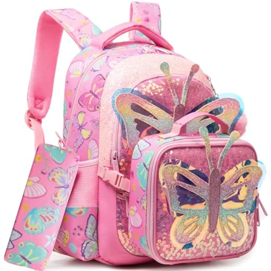 

Backpacks for Girls School Backpacks with Lunch Box Pencil Case for Elementary Students Ages 8-10 Travel Backpack 3 in 1 Backpa