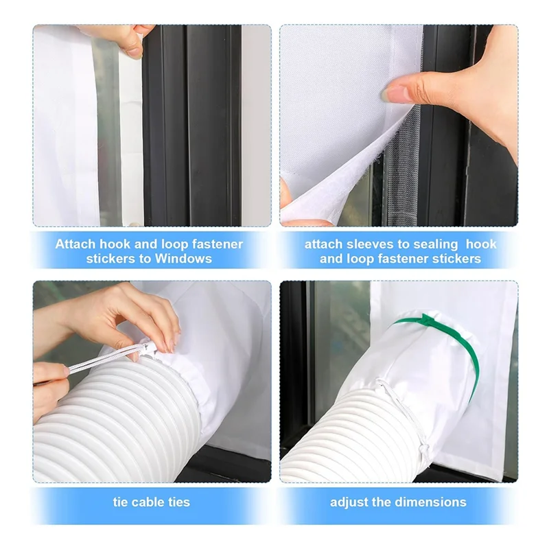 

Свежий набор вентиляционных уплотнений для кондиционера, комплект из 2 предметов, регулируемая оконная застежка для портативного переменного тока со шнурком