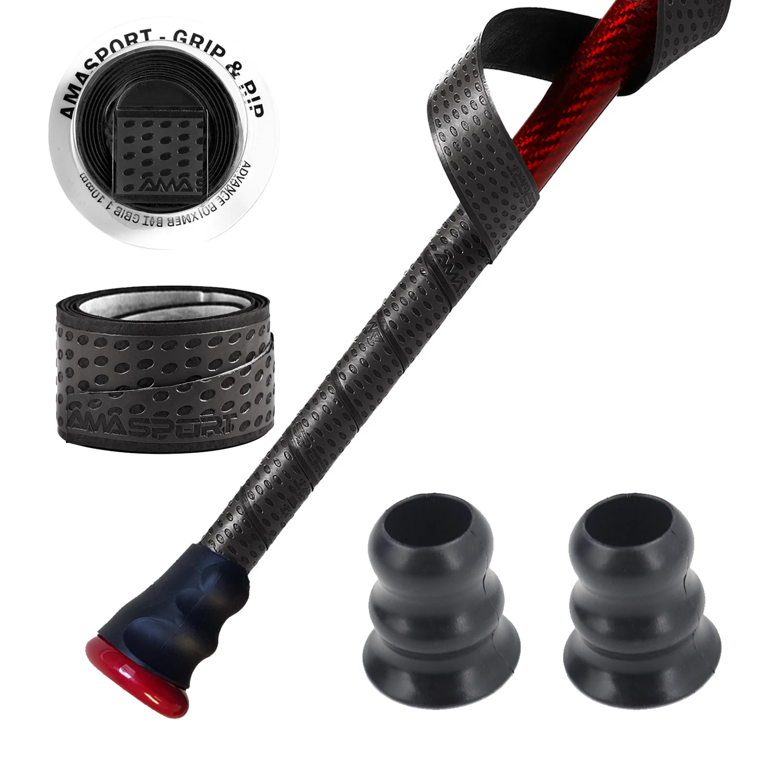 AMASPORT Bat Grip Tapes 2 Pack z 2 Pack Bat Taper Knob, wygodna i miękka taśma do softballu Baseball Akcesoria sportowe