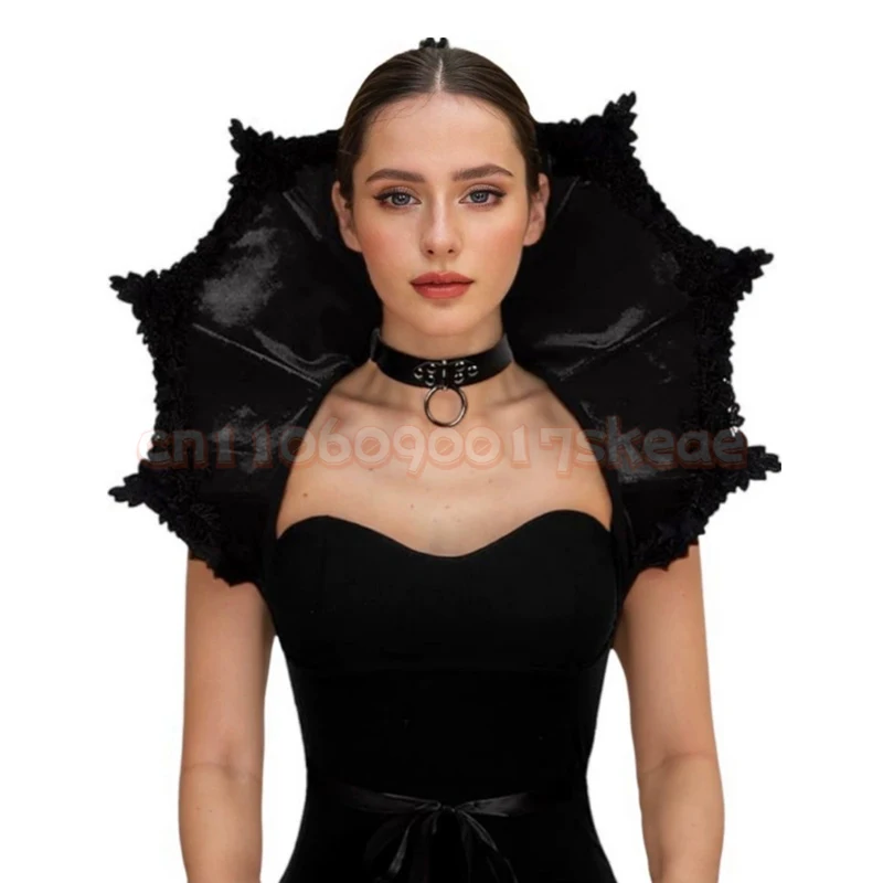 القرون الوسطى القوطية مصاص دماء تأثيري طوق كيب أسود أحمر الرجعية الفيكتوري عباءة زي اكسسوارات هالوين كرنفال الملابس الدعائم