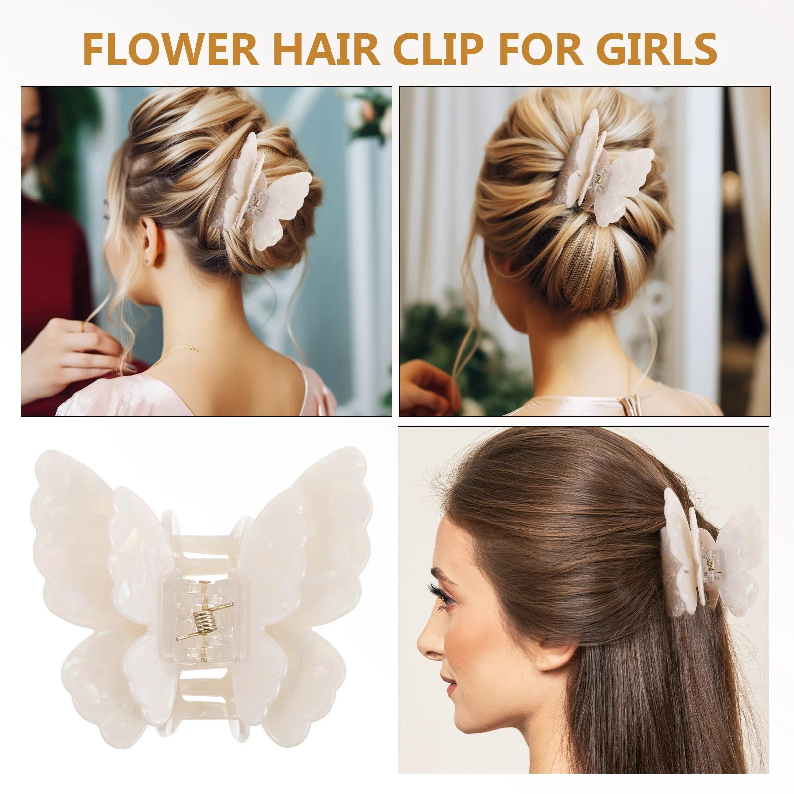 

Butterfly Hair Clips Double Layer Non-Slip Styling Claw Clip Compact Decorative Hair Accessories for Women