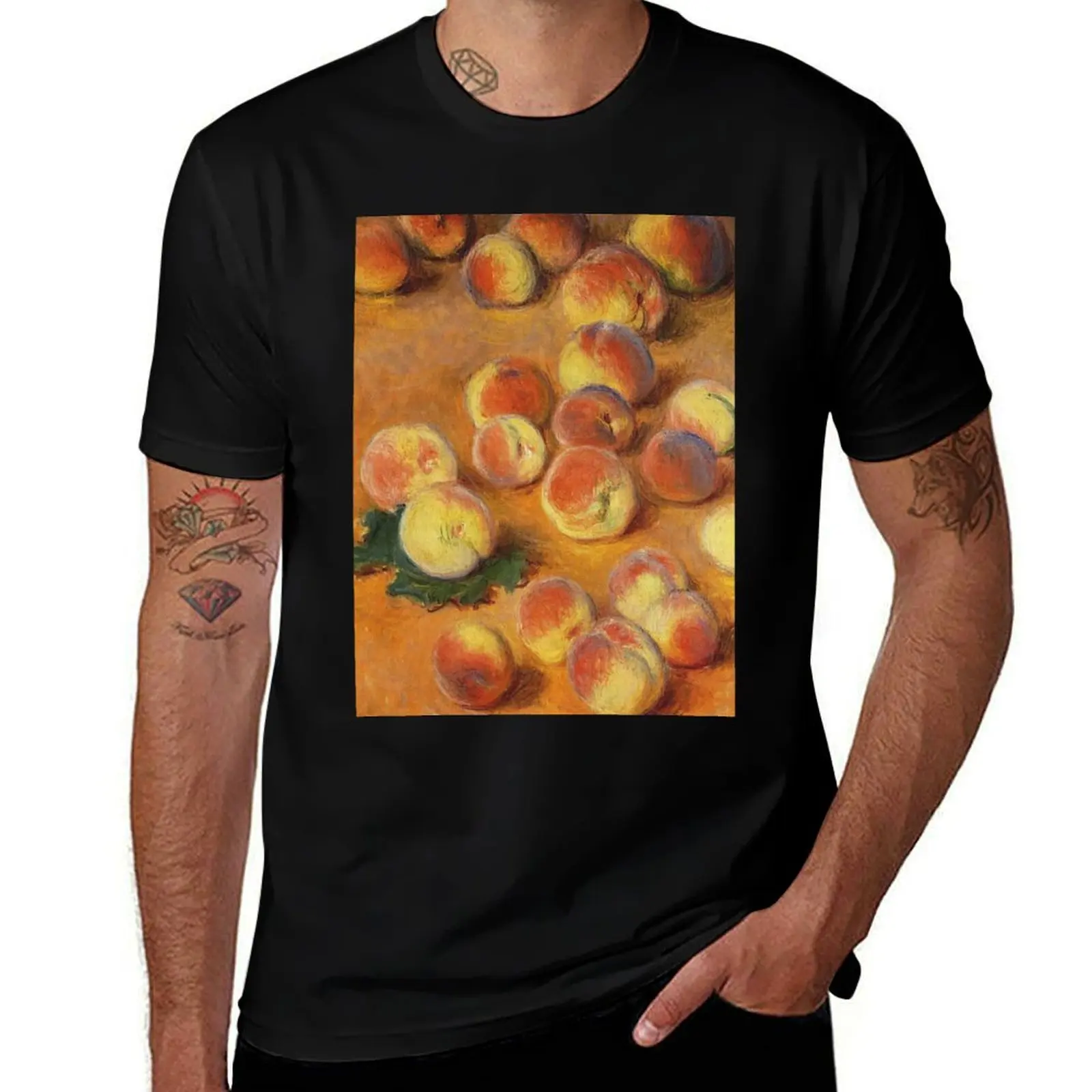 Claude Monet - Peaches T-Shirt plus size clothes graphic t shirt vintage street wear oversized t shirt men