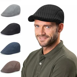 Mesh Hat Men Newsboy Flat Cap Simple Plain Color Mesh Cap Breathable Summer Hunting Driver Golf Beret Mesh Hat