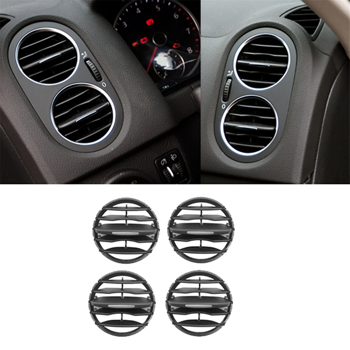 4Pcs Car Dashboard Left Right A/C Air Outlet Grille 5ND819703 for 2010-2017 Round Air Outlet Grille