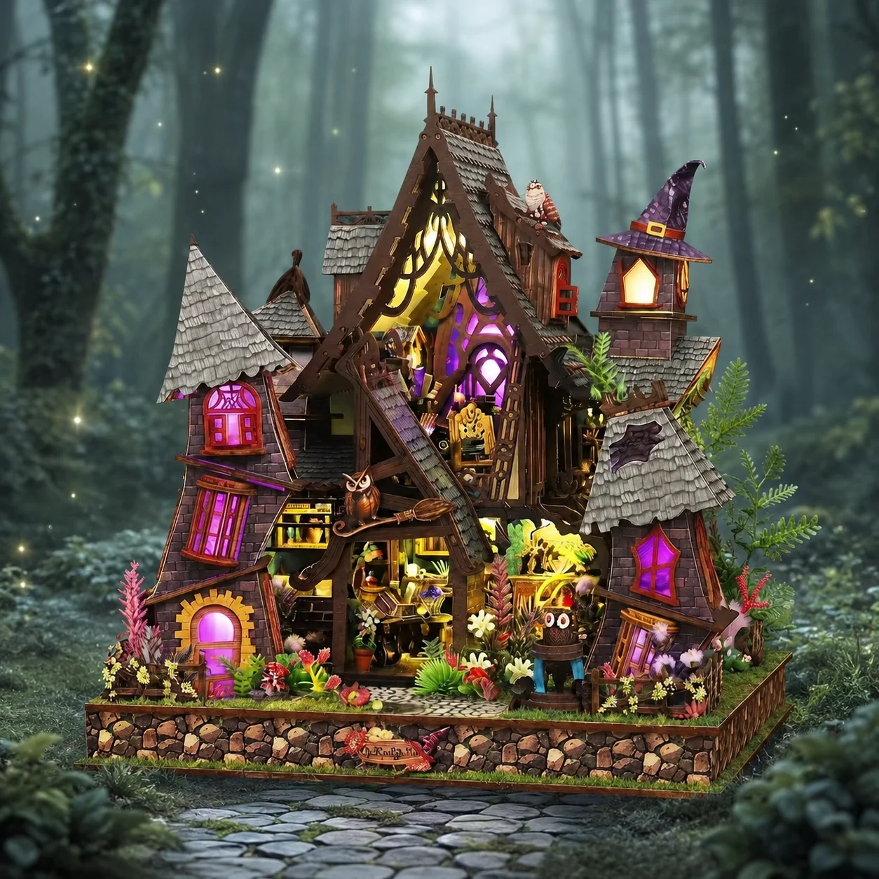 DIY Fairy Castle Book Nook Kit 3D Wooden Puzzle Miniature House, Bookshelf Insert Decor, Creative Gift for Ages 14+
