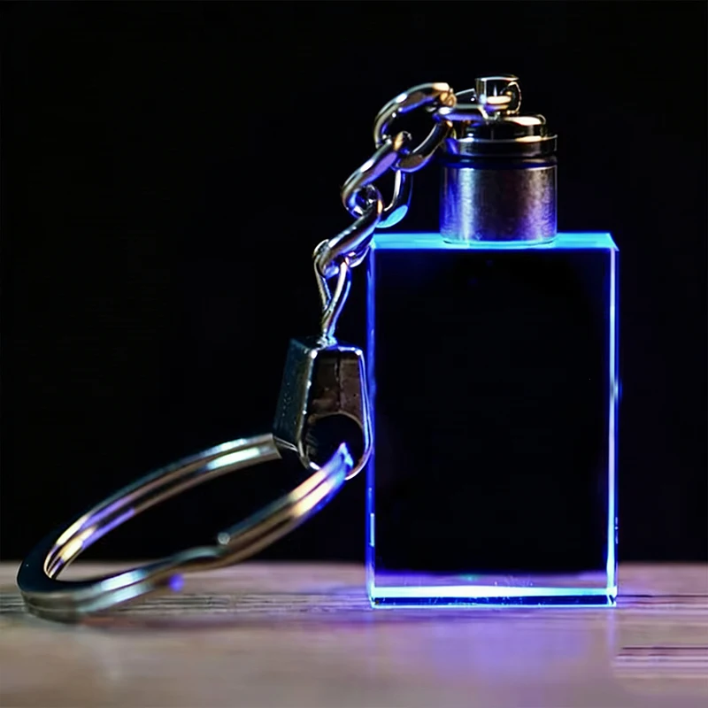 xTool High Quality Blank K9 Crystal Cube Keychain for Laser Engraving Rectangular Crystal Glass Cube Keyring Pendants