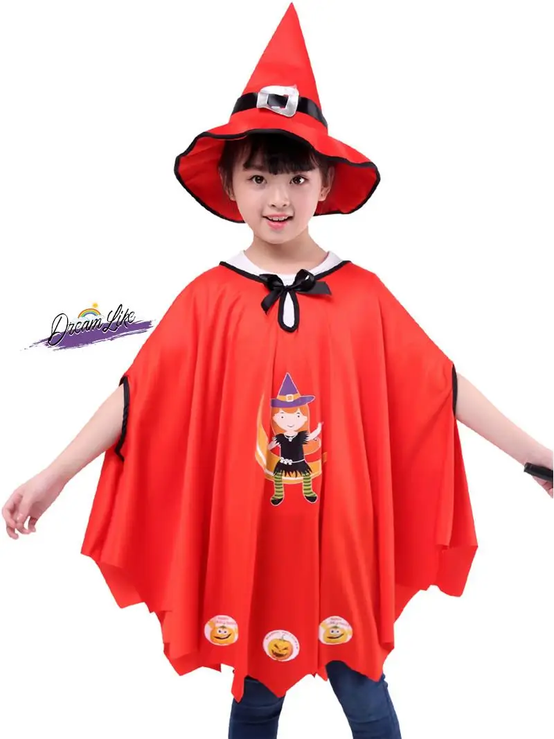 loween Witch Costume Children's Outfit for Girls Boys Toddler Performance Magic Robe Prop Cosplay Set Traditional Hanfu