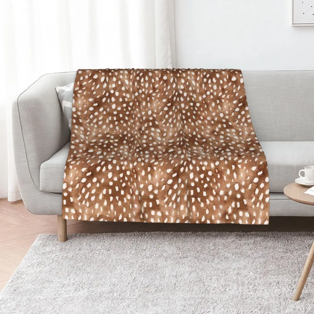 Boho Woodland Watercolor Deer Spots Throw Blanket Quilt Hairys Luxury Designer halloween Blankets