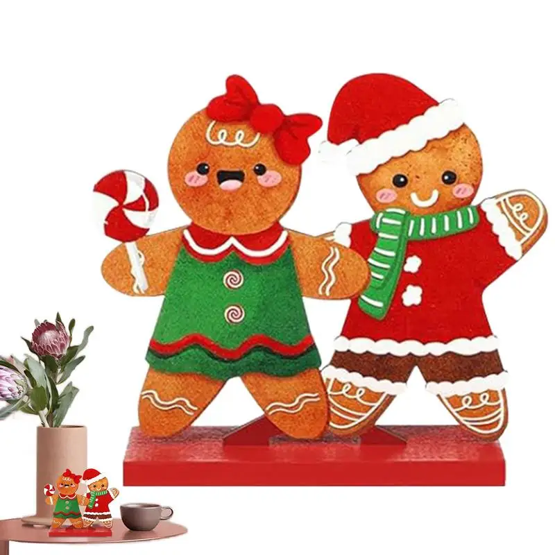 Christmas Tabletop Decorations Christmas Farmhouse Centerpieces Gingerbreadman Art Craft Decorative Sign For Home Mantle Shelf