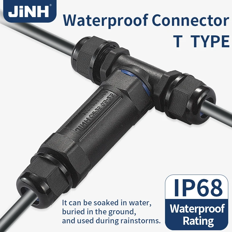 JINH IP68 Waterproof Electrical Wire Connector CNP25T Three-Way Branching Screw Wiring Rainproof Ourtdoor Adaption Wire 3/4/5P