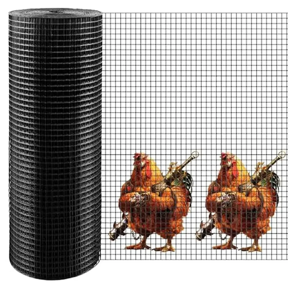 

Черная фурнитура 24x50 футов, сетка 1/2 дюйма, 19-канальный рулон для ограждения куриной проволоки, сварная проволочная сетка, рулон защиты сада и дома