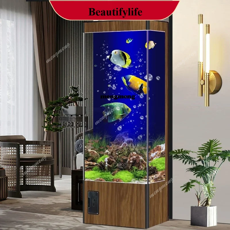 YL New smart goldfish tank, living room, household medium-sized vertical filter integrated ecological glass, no-change aquarium