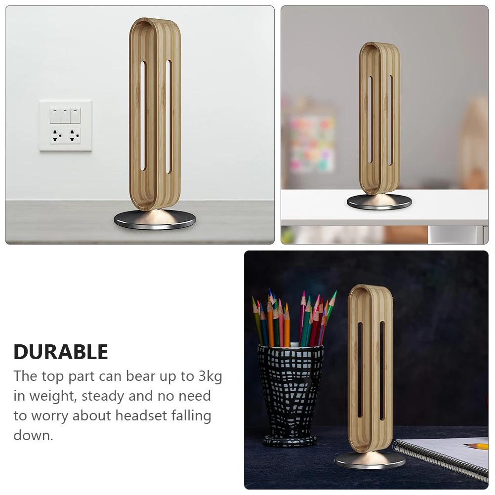 

Headphone Stand Rack Storage Display Bracket Earphone Tabletop Headset Holder Bamboo Design Artistic Style Home Decor
