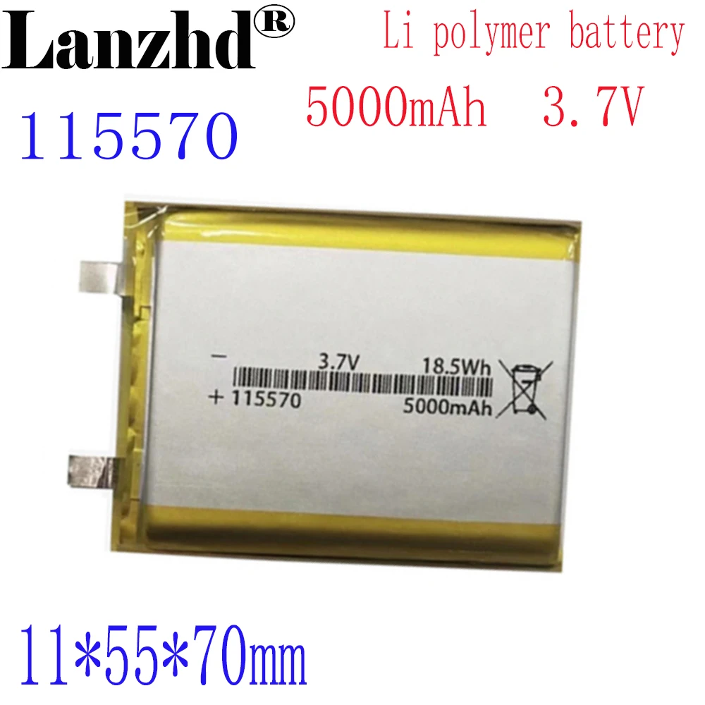 1-10pcs 3.7V Lithium polymer 5000mAh 115570 Soft package battery For equipment electronic equipment Tablet DVD battery