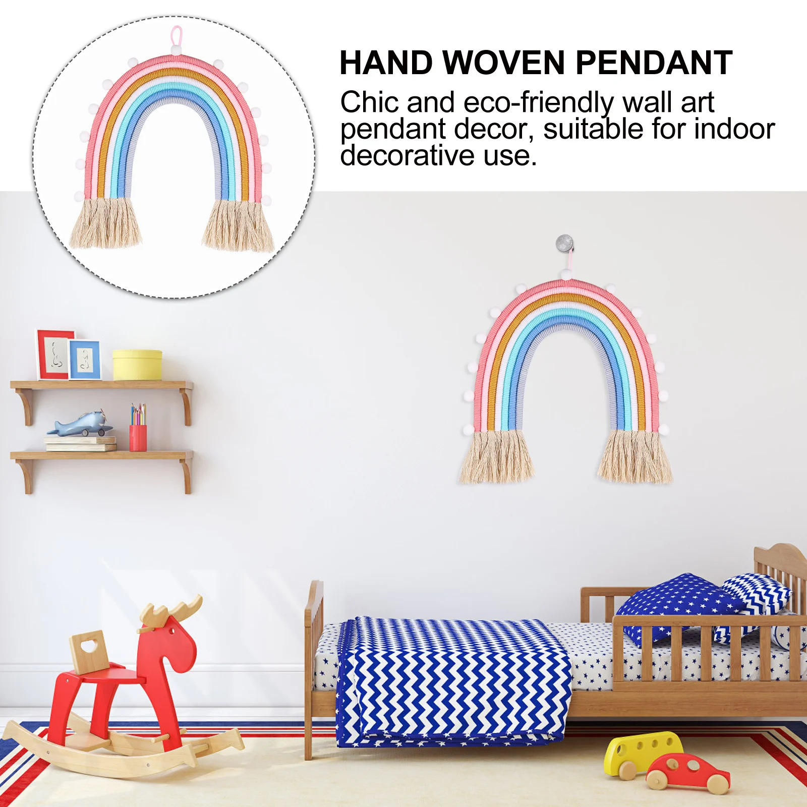 

1pc Rainbow Wall Hanging Pendant Handmade Cotton Woven Decor For Home Boho Room Wall Art Living Room Bedroom Decoration
