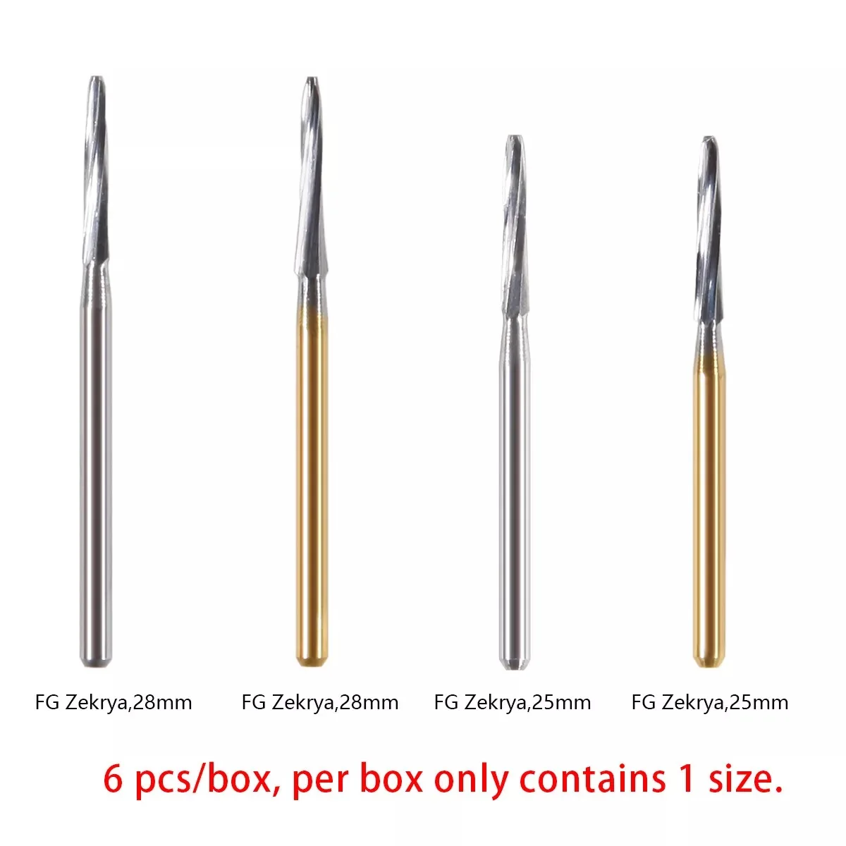 6Pcs Dental Surgical Endo Zekrya Carbide Burs Tungsten Steel Bur FG for High Speed Handpiece 25mm/28mm