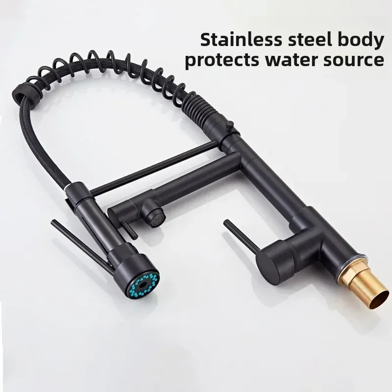 

for kitchen pull down faucet stainless steel spring mixer tap hot and cold water vegetable sink valve modern design durable