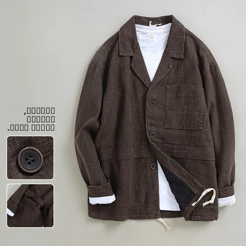 

Повседневный хлопково-льняной костюм-пиджак в стиле ретро, модный, осенне-зимний, новинка, индивидуальный пошив, домашняя одежда с длинным рукавом