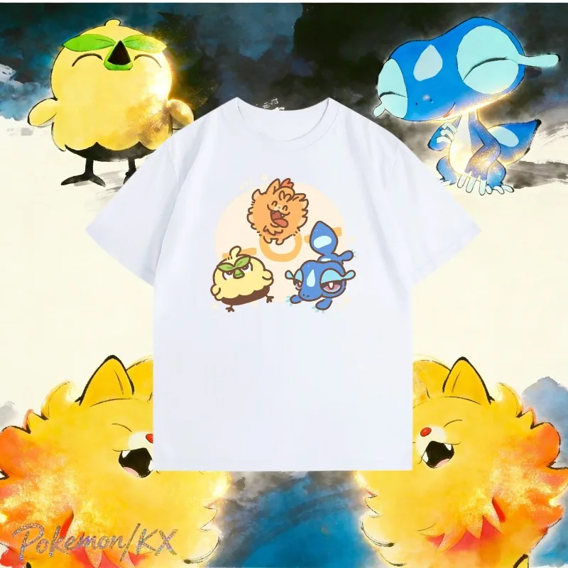 

Футболка с принтом Pok É Mon 10-го поколения: Pok É Mon Wind, Wave, Initial Royal Three Family Elf, детская повседневная хлопковая футболка