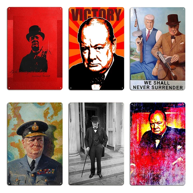 Winston Churchill A joke is a very serious thing…Metal Cinema Living Room Designing Character Mural Tin Sign Poster