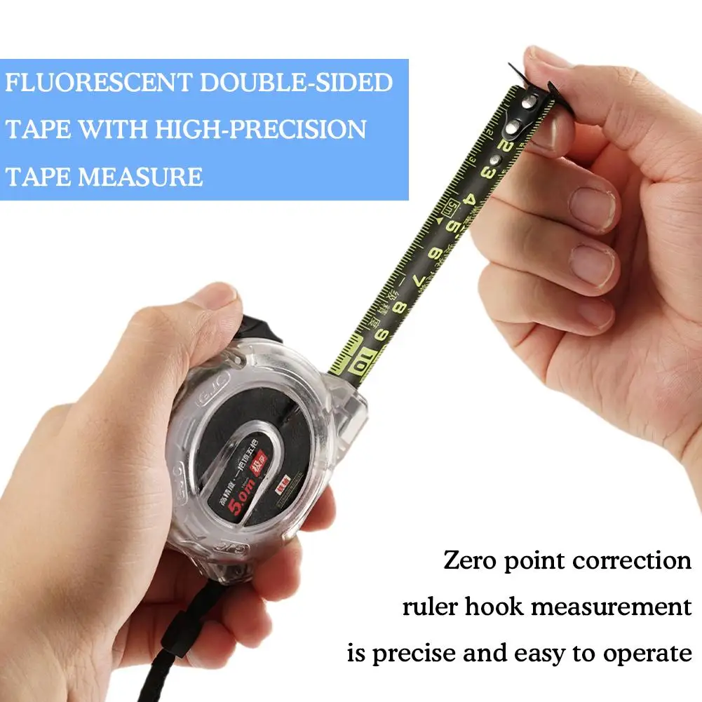 5/7.5/10M Luminous Tape Measure Transparent Woodwork Ruler High Carbon Steel Meter Gauge Distance Measuring Tape Measuring Tool