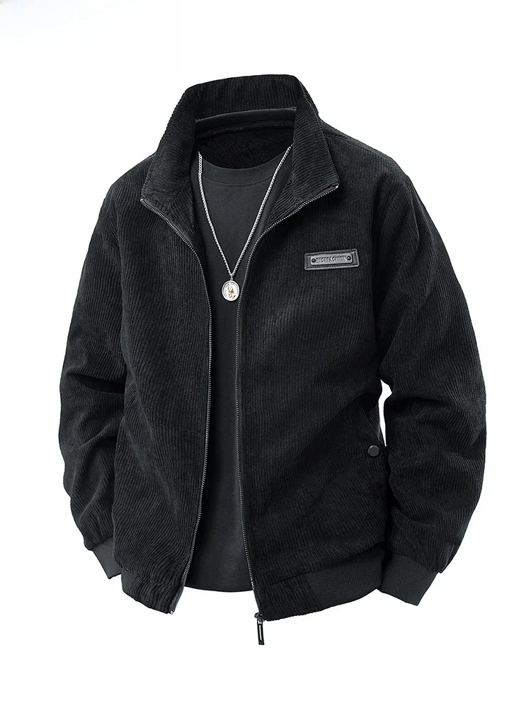 

Retro Sle Men's Corduroy Jaet Spring Autumn Casual Stand Collar Coat Mexican Brand Faionable Clothing Windproof Polyester