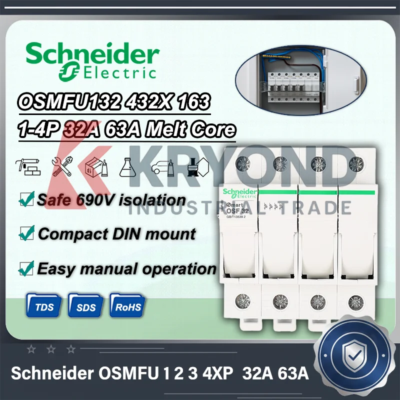 

Schneider OSMFU Series 32A 63A Разъединитель 1 2 3 4XP Изолятор для крепления на DIN-рейку для электрических шкафов управления и панелей управления