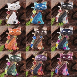 Fashion Multicolor Cat Shape Brooches for Women Accessories Girls New Trendy Drip Oil Brooch Pin Daily Party Prom Jewelry Gift