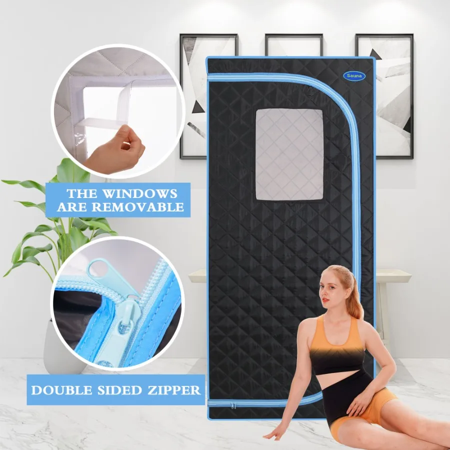 

Portable Plus Type Full Size Far Infrared Sauna tent. Spa; Detox ; Therapy and Relaxation at home.Larger Space; Stainless Steel
