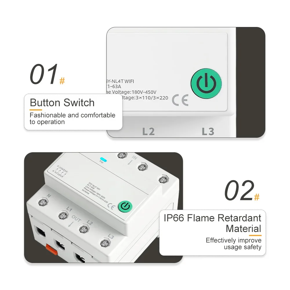 DIYGO 3P+N 4P WiFi Smart-Schutzschalter 1-63A ACTuya APP Fernbedienung Timer Relais Status Alexa Google Sprachsteuerung DIN-Schiene MCB – Detail 3