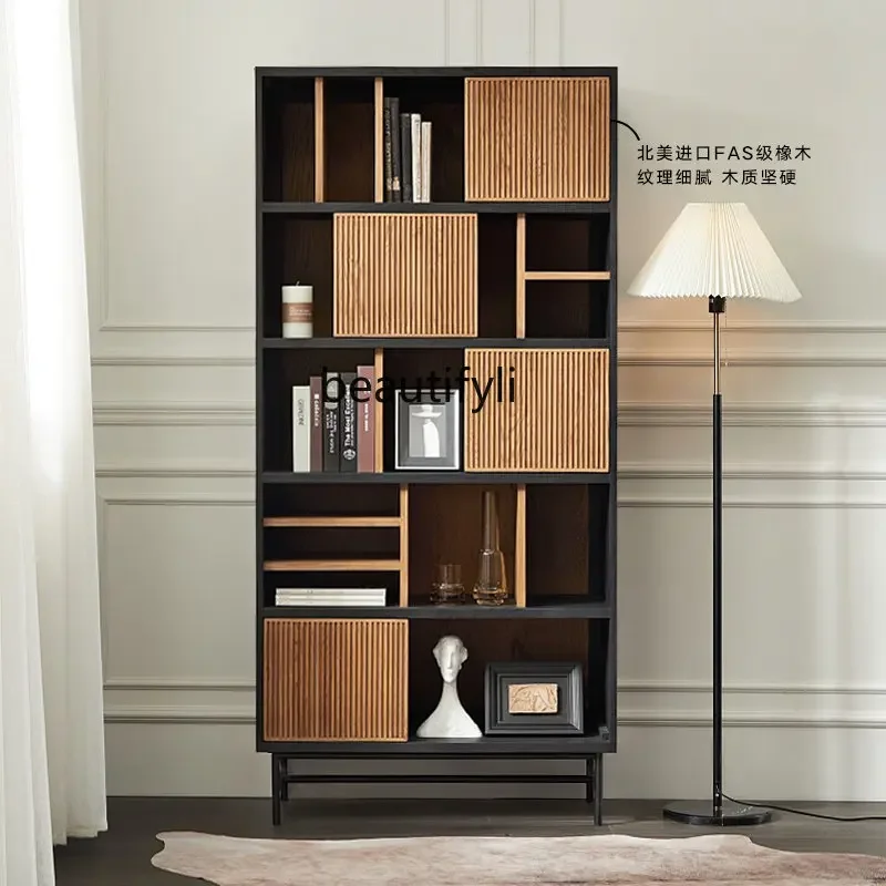 

xxxColor Matching Bookcase Designer Creative Solid Wood Display Cabinet Clothes Closet Middle Ancient Retro Showcase