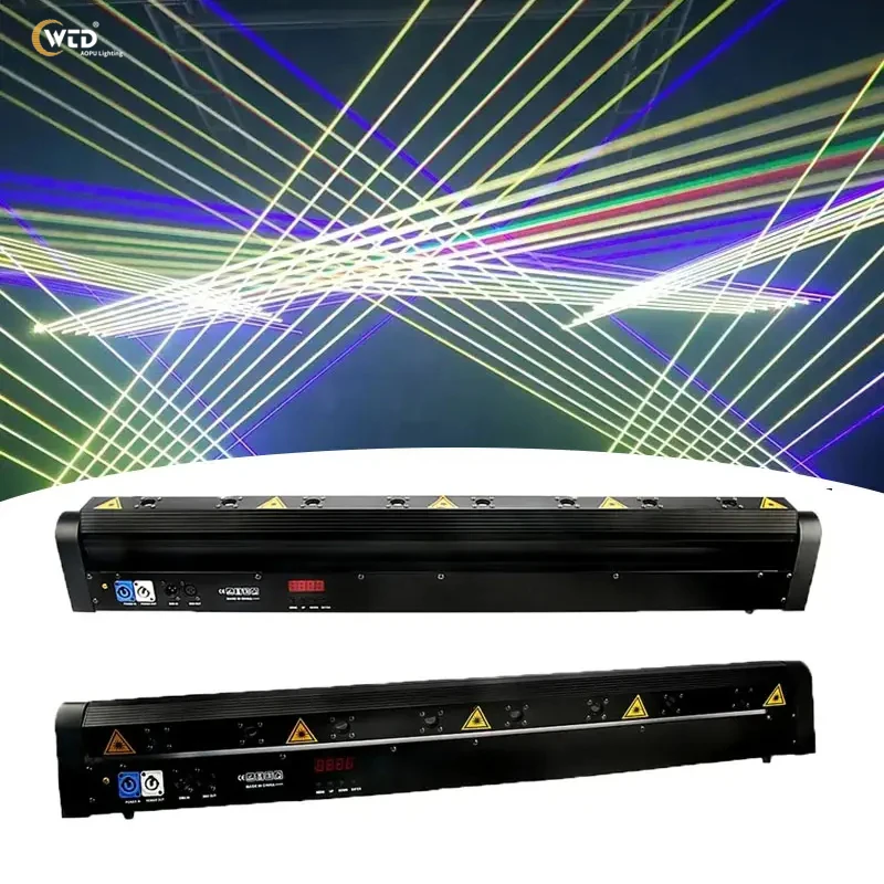 

AOPU RGB Full Color DJ Laser Light Backdrop Light 8 Eye Led Moving Head Lase R Lights for Night Club
